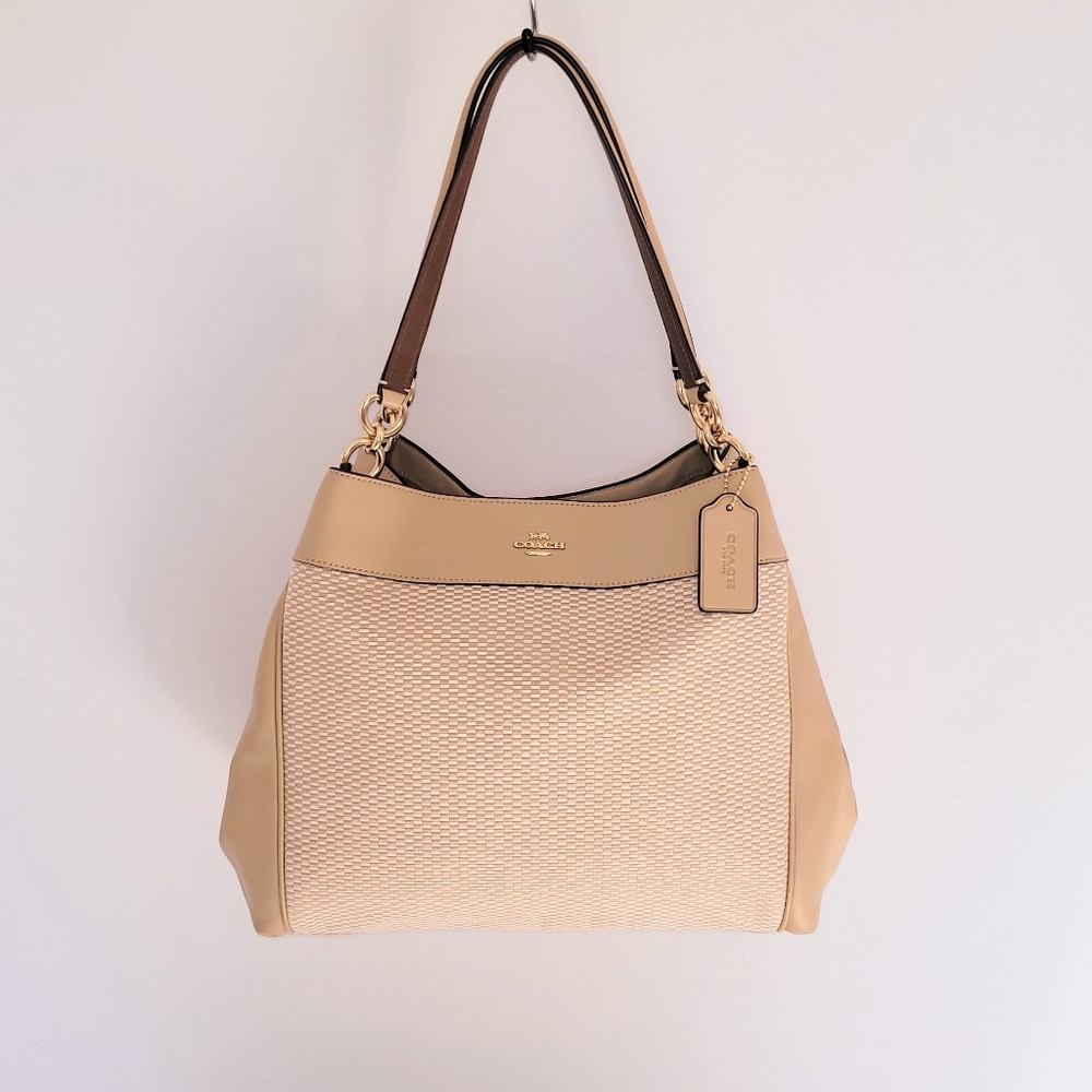 Coach Lexy Beige Legacy Jacquard Women's Bag - Not yellow tone - Excellent! - Picture 14 of 16